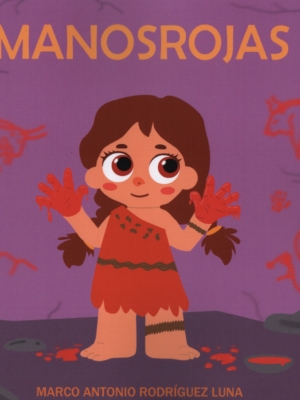 Dibujo de una niña con las manos llenas de pintura